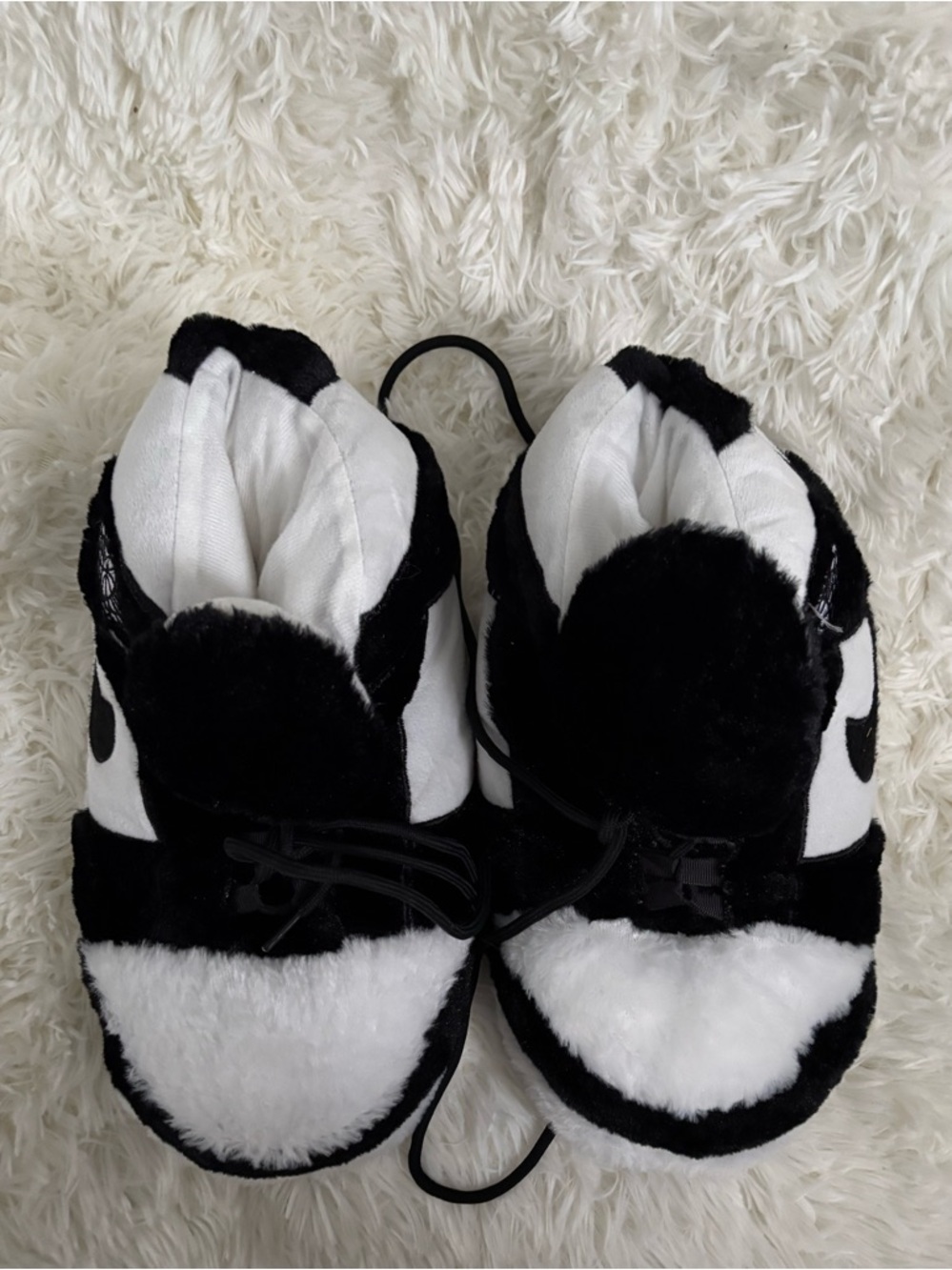 Black & White Plush Slippers
